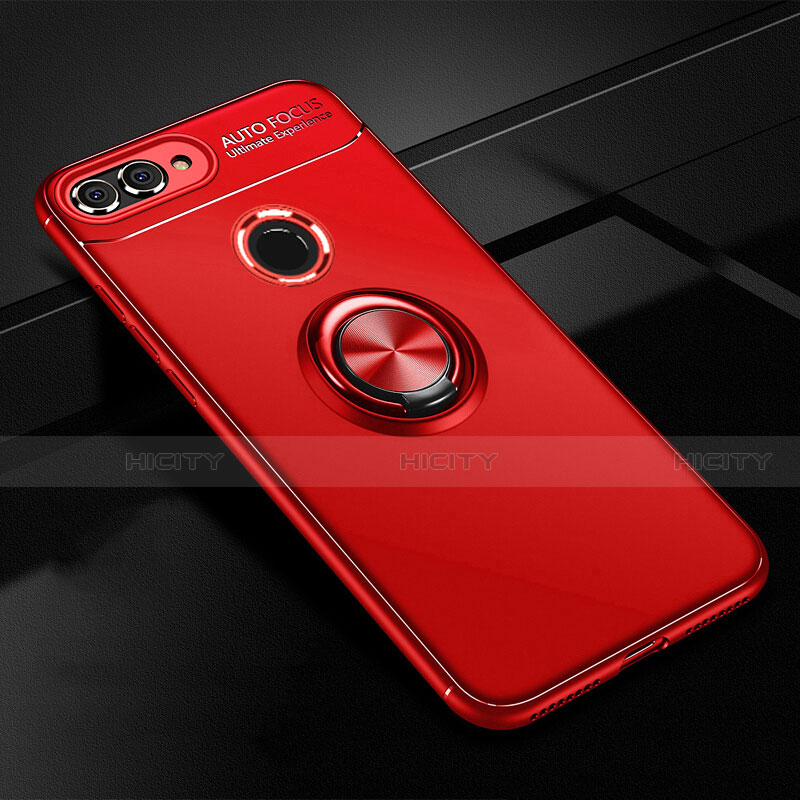 Custodia Silicone Ultra Sottile Morbida Cover con Magnetico Anello Supporto per Huawei Enjoy 8 Plus Rosso