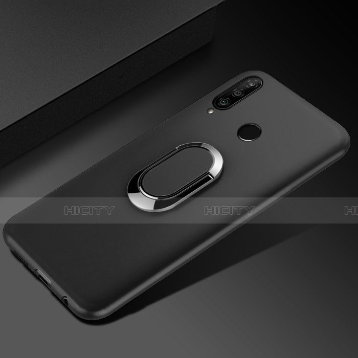 Custodia Silicone Ultra Sottile Morbida Cover con Magnetico Anello Supporto per Huawei Honor 20i Nero