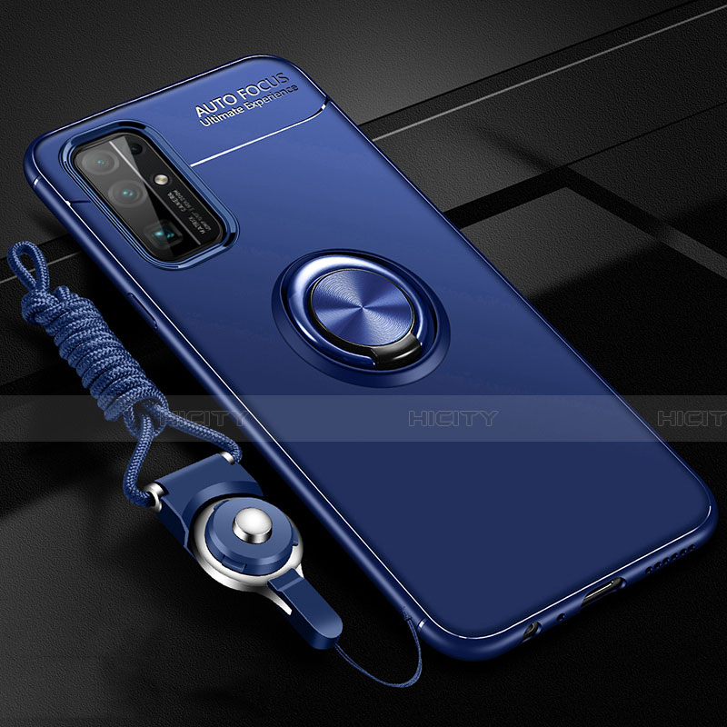 Custodia Silicone Ultra Sottile Morbida Cover con Magnetico Anello Supporto per Huawei Honor 30 Blu