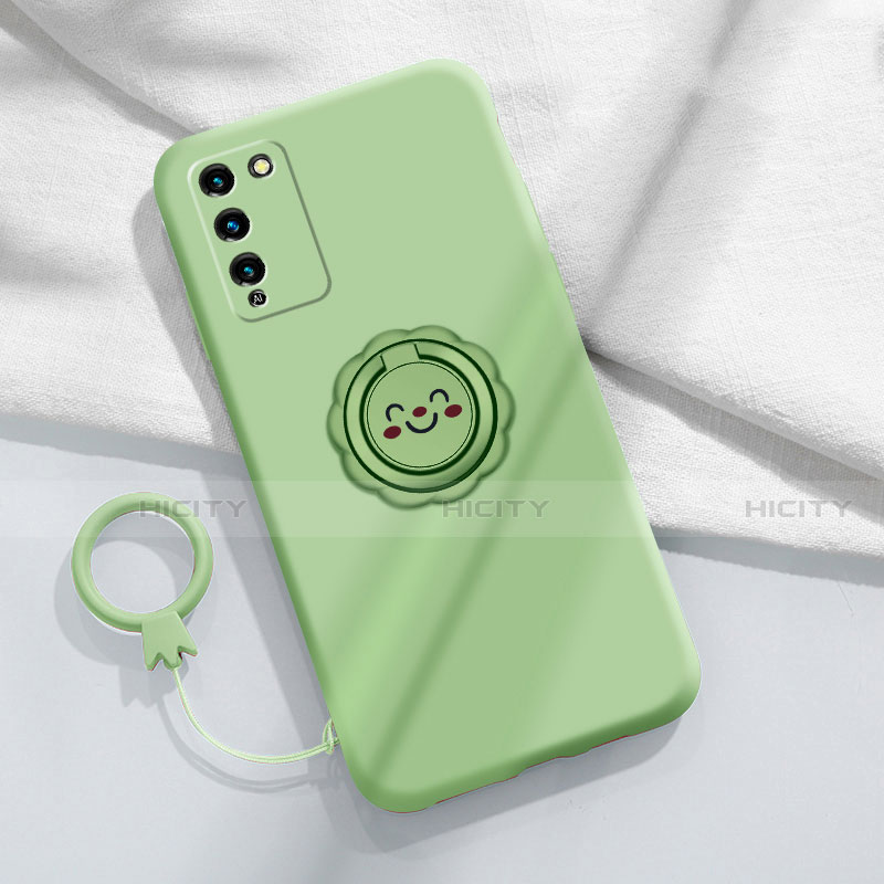 Custodia Silicone Ultra Sottile Morbida Cover con Magnetico Anello Supporto per Huawei Honor 30 Lite 5G Ciano