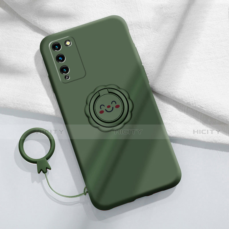Custodia Silicone Ultra Sottile Morbida Cover con Magnetico Anello Supporto per Huawei Honor 30 Lite 5G Verde