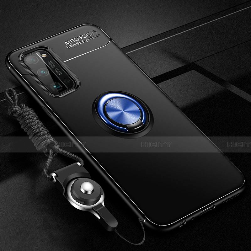 Custodia Silicone Ultra Sottile Morbida Cover con Magnetico Anello Supporto per Huawei Honor 30 Pro Blu e Nero