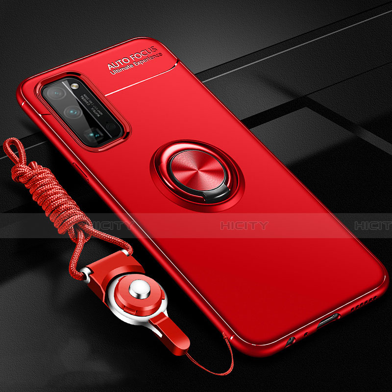 Custodia Silicone Ultra Sottile Morbida Cover con Magnetico Anello Supporto per Huawei Honor 30 Pro+ Plus Rosso
