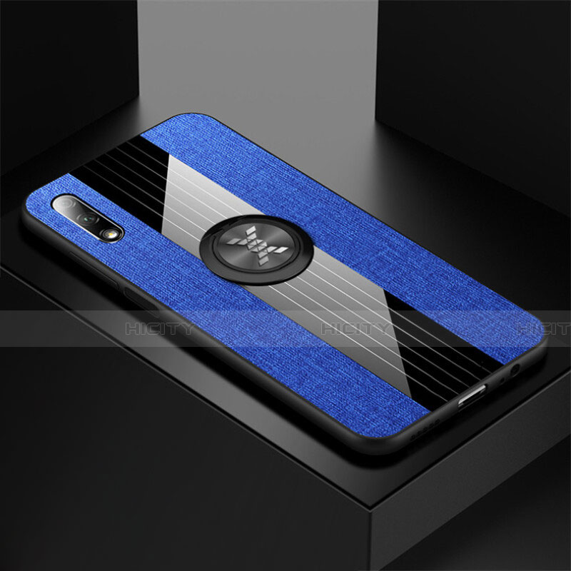 Custodia Silicone Ultra Sottile Morbida Cover con Magnetico Anello Supporto per Huawei Honor 9X Blu