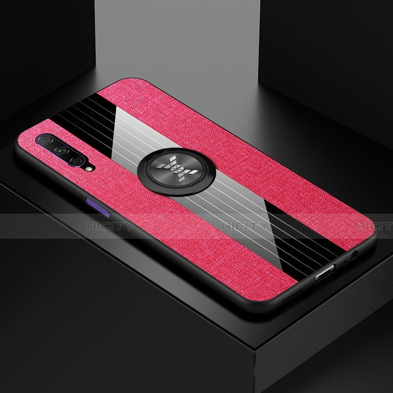 Custodia Silicone Ultra Sottile Morbida Cover con Magnetico Anello Supporto per Huawei Honor 9X Pro Rosa Caldo