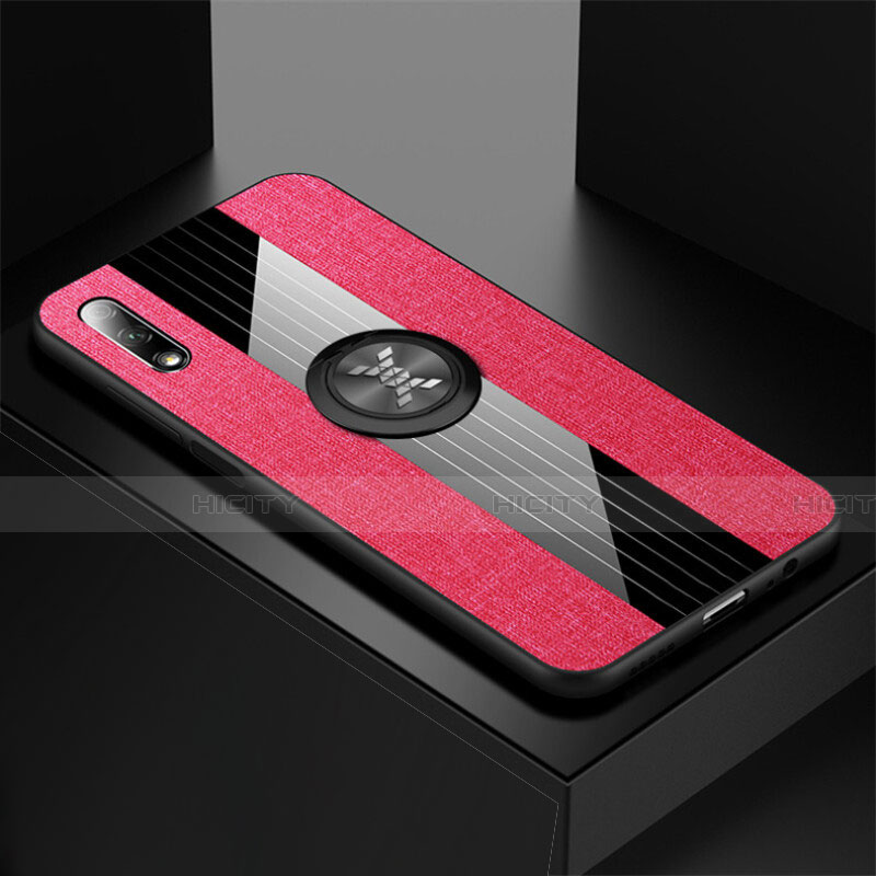 Custodia Silicone Ultra Sottile Morbida Cover con Magnetico Anello Supporto per Huawei Honor 9X Rosa Caldo
