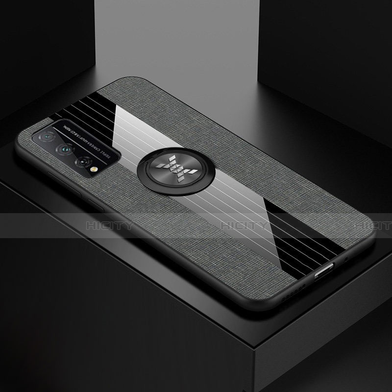 Custodia Silicone Ultra Sottile Morbida Cover con Magnetico Anello Supporto per Huawei Honor Play4T Pro Grigio