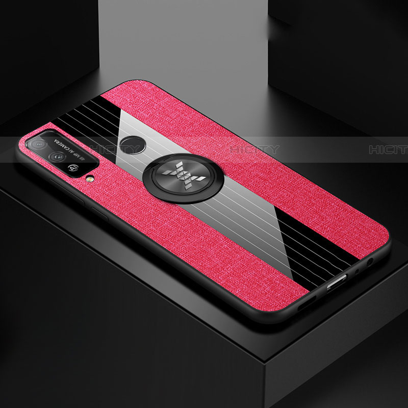 Custodia Silicone Ultra Sottile Morbida Cover con Magnetico Anello Supporto per Huawei Honor Play4T Rosa Caldo