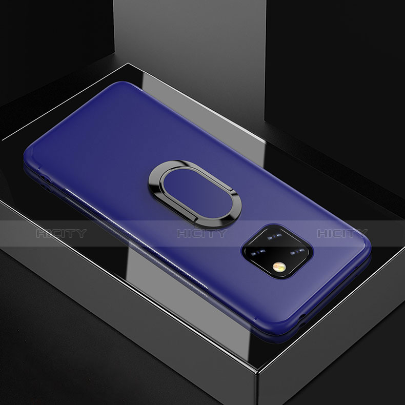 Custodia Silicone Ultra Sottile Morbida Cover con Magnetico Anello Supporto per Huawei Mate 20 Pro Blu