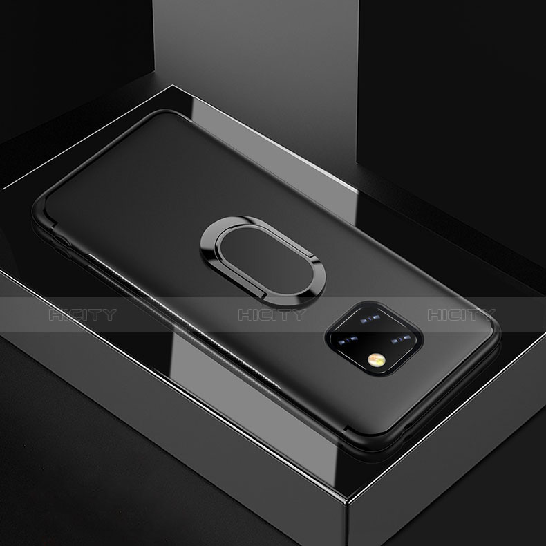 Custodia Silicone Ultra Sottile Morbida Cover con Magnetico Anello Supporto per Huawei Mate 20 Pro Nero