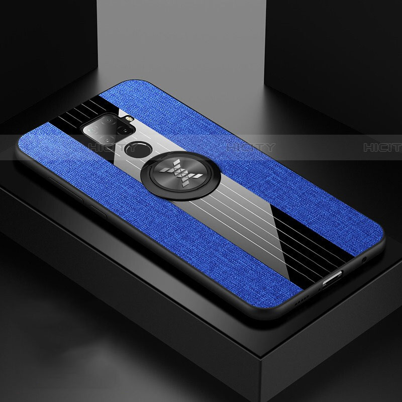 Custodia Silicone Ultra Sottile Morbida Cover con Magnetico Anello Supporto per Huawei Mate 30 Lite Blu