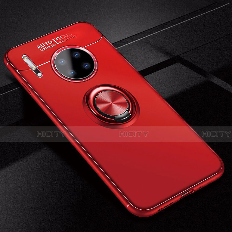 Custodia Silicone Ultra Sottile Morbida Cover con Magnetico Anello Supporto per Huawei Mate 30 Pro Rosso