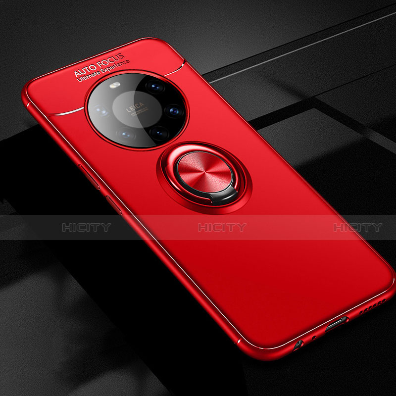 Custodia Silicone Ultra Sottile Morbida Cover con Magnetico Anello Supporto per Huawei Mate 40 Pro+ Plus Rosso