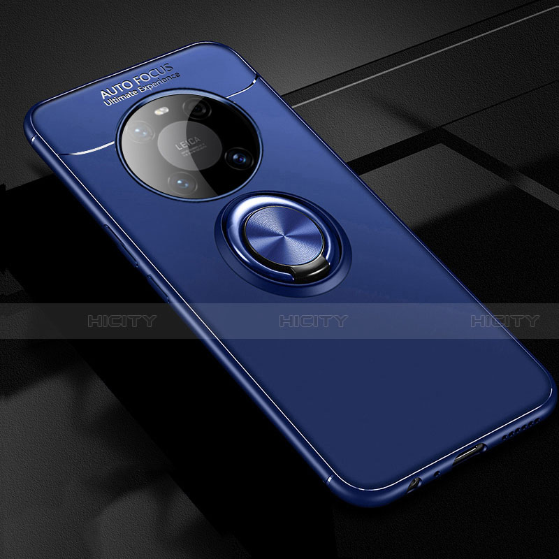 Custodia Silicone Ultra Sottile Morbida Cover con Magnetico Anello Supporto per Huawei Mate 40E 5G Blu