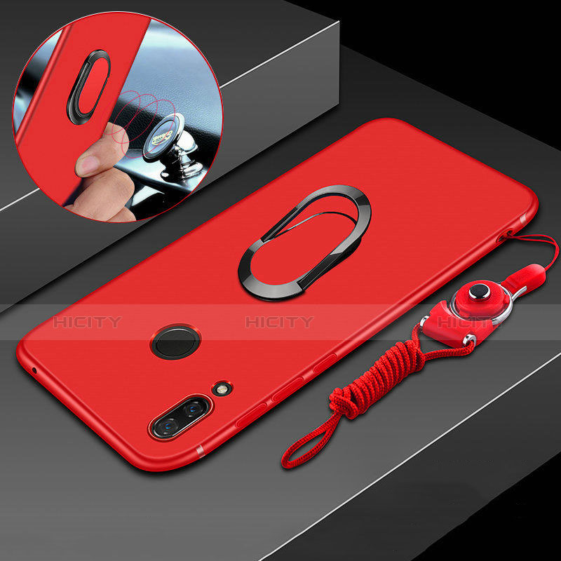Custodia Silicone Ultra Sottile Morbida Cover con Magnetico Anello Supporto per Huawei Nova 3i Rosso