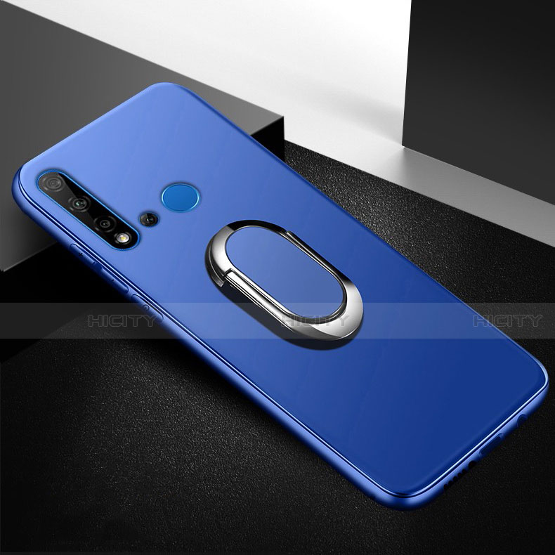 Custodia Silicone Ultra Sottile Morbida Cover con Magnetico Anello Supporto per Huawei Nova 5i Blu