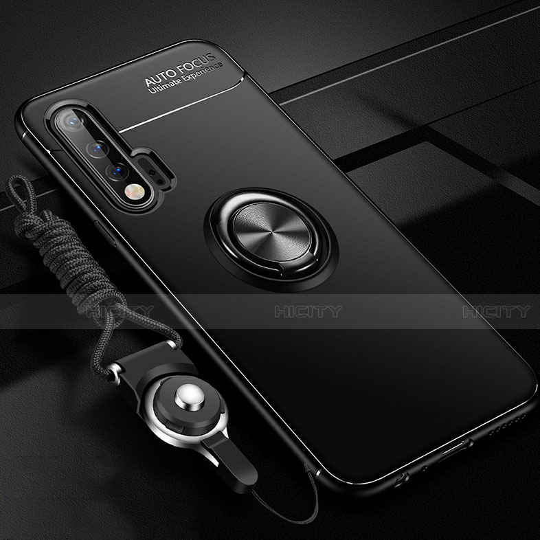 Custodia Silicone Ultra Sottile Morbida Cover con Magnetico Anello Supporto per Huawei Nova 6 5G Nero