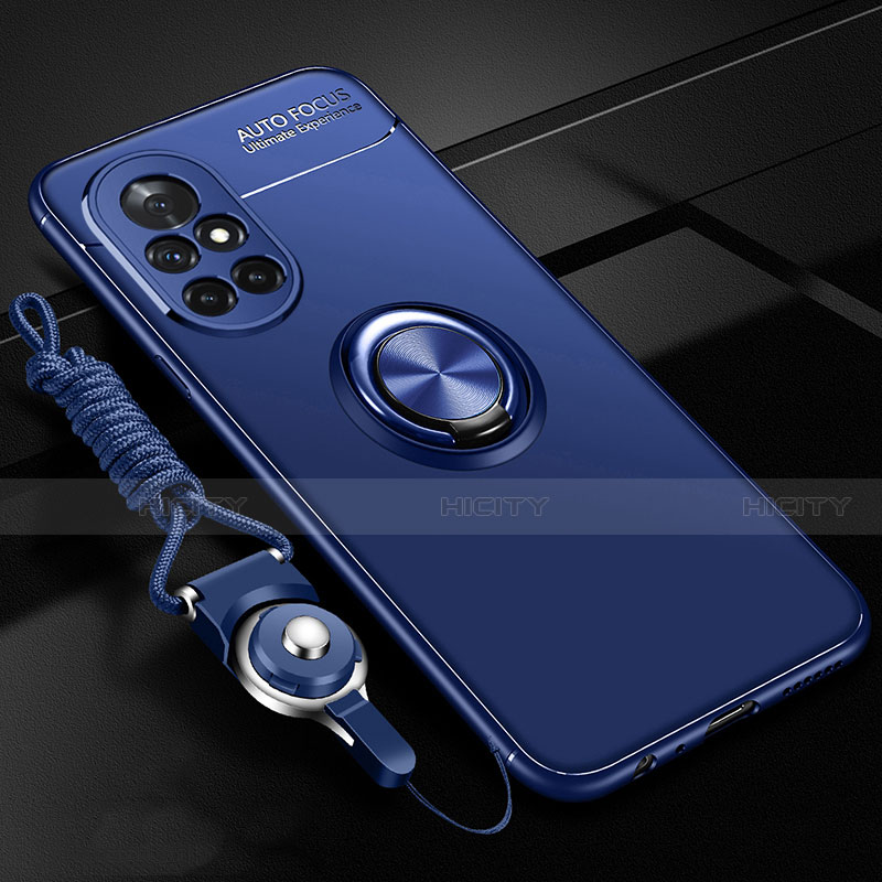 Custodia Silicone Ultra Sottile Morbida Cover con Magnetico Anello Supporto per Huawei Nova 8 5G Blu