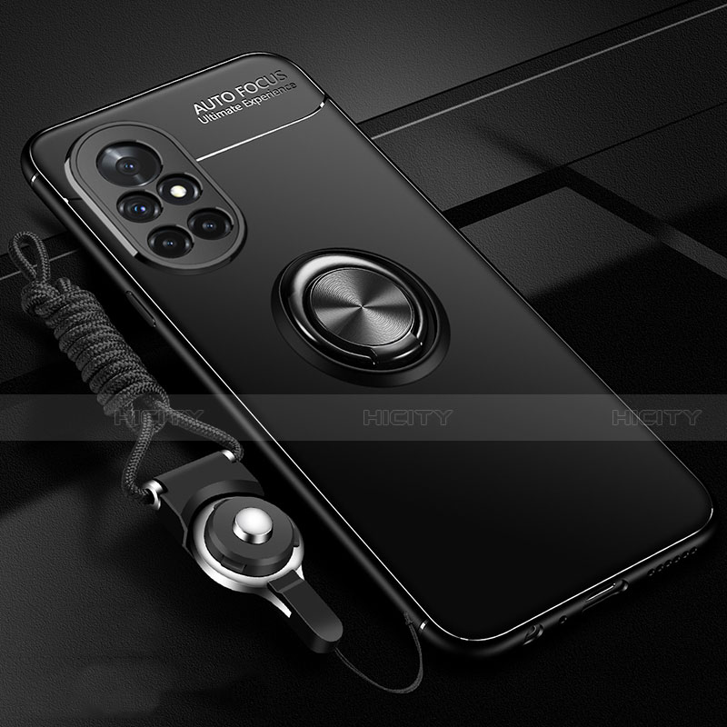 Custodia Silicone Ultra Sottile Morbida Cover con Magnetico Anello Supporto per Huawei Nova 8 5G Nero