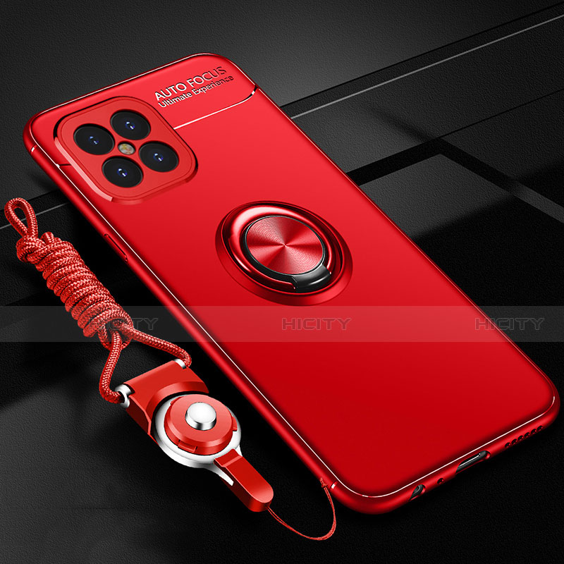 Custodia Silicone Ultra Sottile Morbida Cover con Magnetico Anello Supporto per Huawei Nova 8 SE 5G Rosso