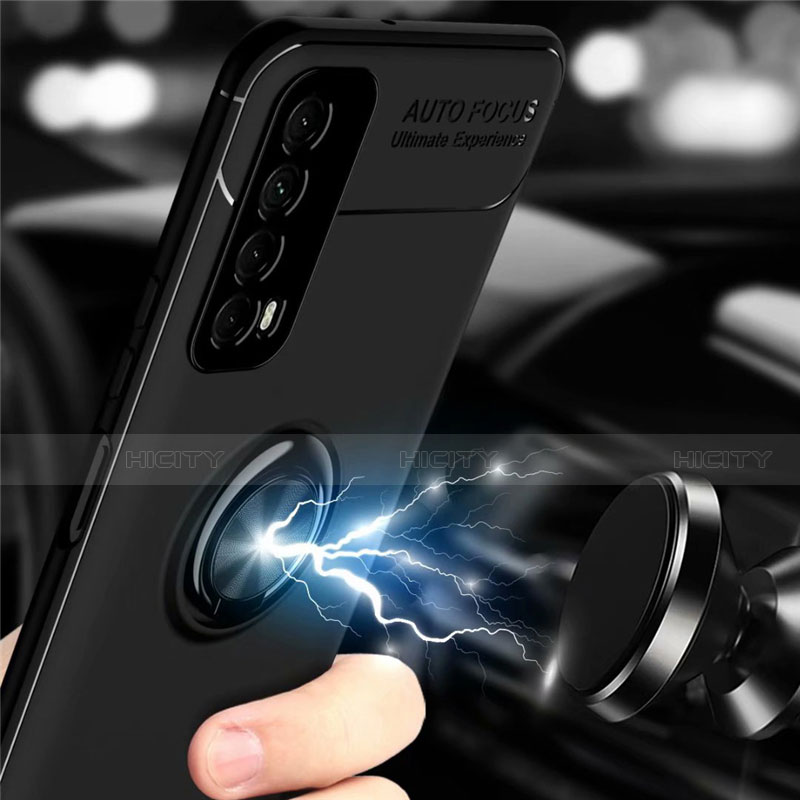 Custodia Silicone Ultra Sottile Morbida Cover con Magnetico Anello Supporto per Huawei P Smart (2021)