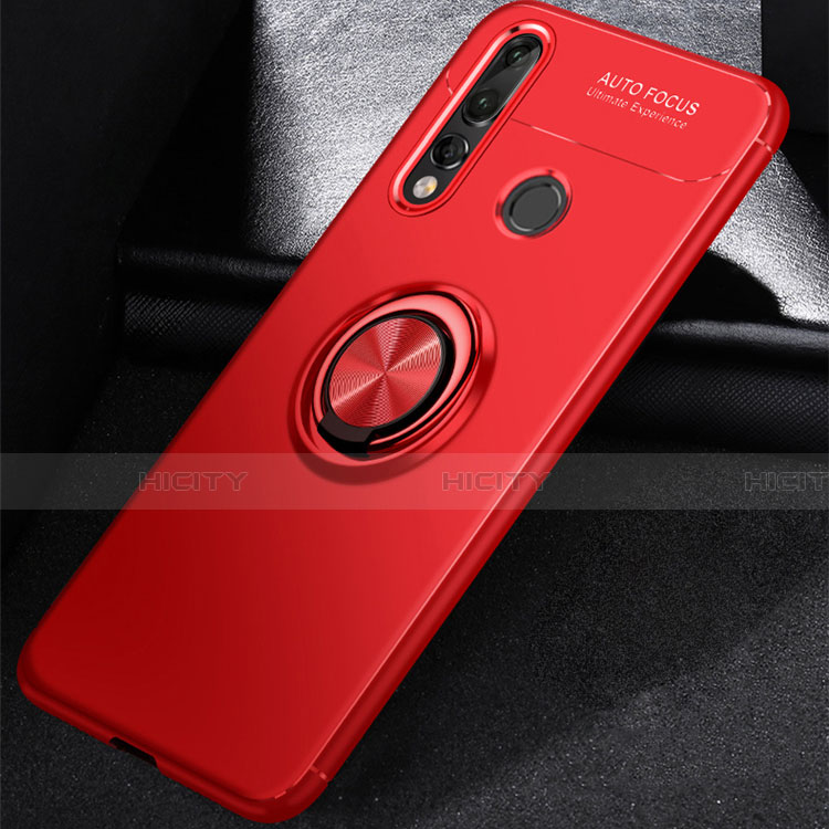 Custodia Silicone Ultra Sottile Morbida Cover con Magnetico Anello Supporto per Huawei P30 Lite New Edition Rosso