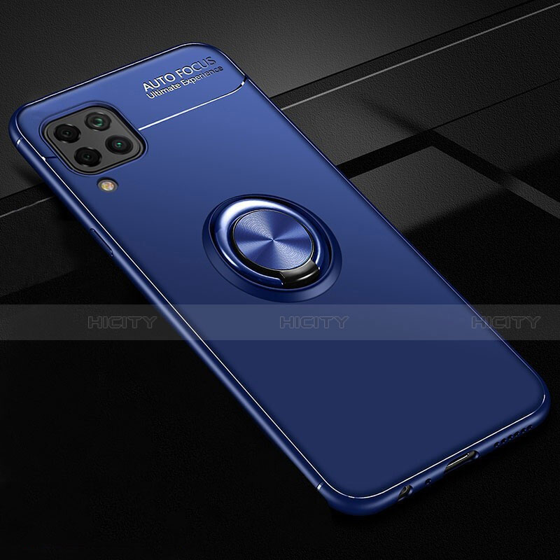 Custodia Silicone Ultra Sottile Morbida Cover con Magnetico Anello Supporto per Huawei P40 Lite Blu