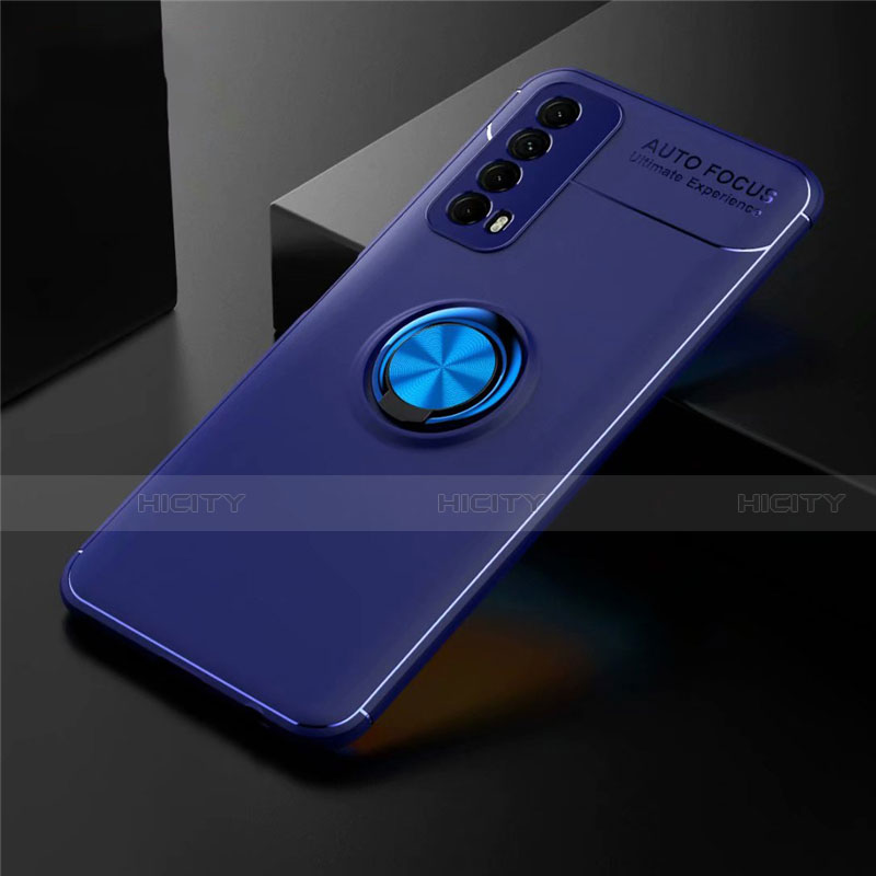 Custodia Silicone Ultra Sottile Morbida Cover con Magnetico Anello Supporto per Huawei Y7a