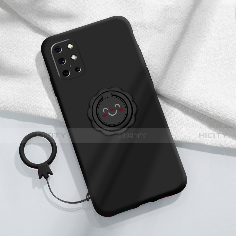 Custodia Silicone Ultra Sottile Morbida Cover con Magnetico Anello Supporto per OnePlus 8T 5G Nero