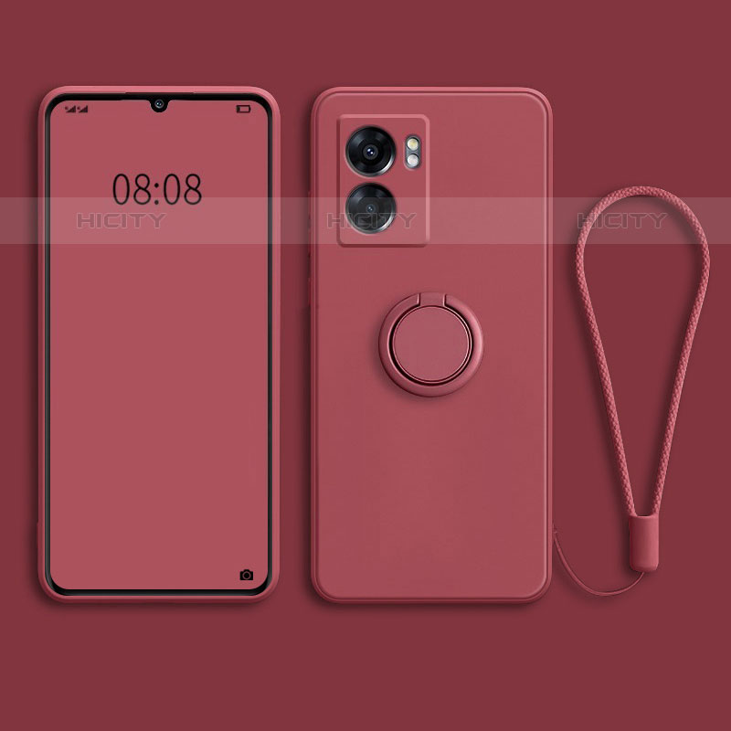 Custodia Silicone Ultra Sottile Morbida Cover con Magnetico Anello Supporto per OnePlus Nord N300 5G