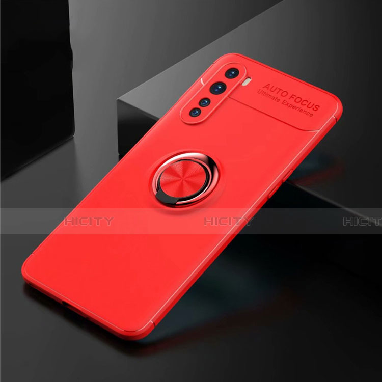 Custodia Silicone Ultra Sottile Morbida Cover con Magnetico Anello Supporto per OnePlus Nord Rosso