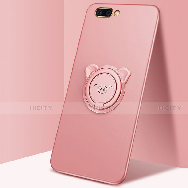 Custodia Silicone Ultra Sottile Morbida Cover con Magnetico Anello Supporto per Oppo A12e Oro Rosa