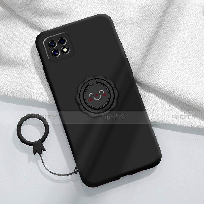 Custodia Silicone Ultra Sottile Morbida Cover con Magnetico Anello Supporto per Oppo A72 5G Nero