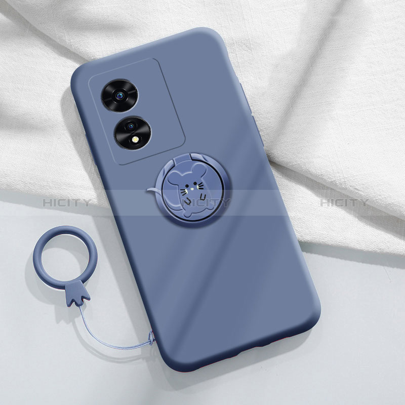 Custodia Silicone Ultra Sottile Morbida Cover con Magnetico Anello Supporto per Oppo A78 5G Grigio Lavanda