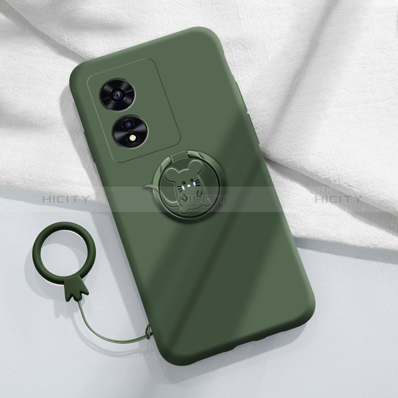 Custodia Silicone Ultra Sottile Morbida Cover con Magnetico Anello Supporto per Oppo A78 5G Verde Notte