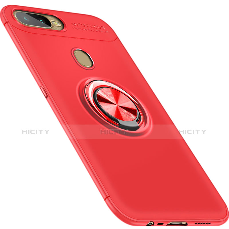 Custodia Silicone Ultra Sottile Morbida Cover con Magnetico Anello Supporto per Oppo AX7 Rosso