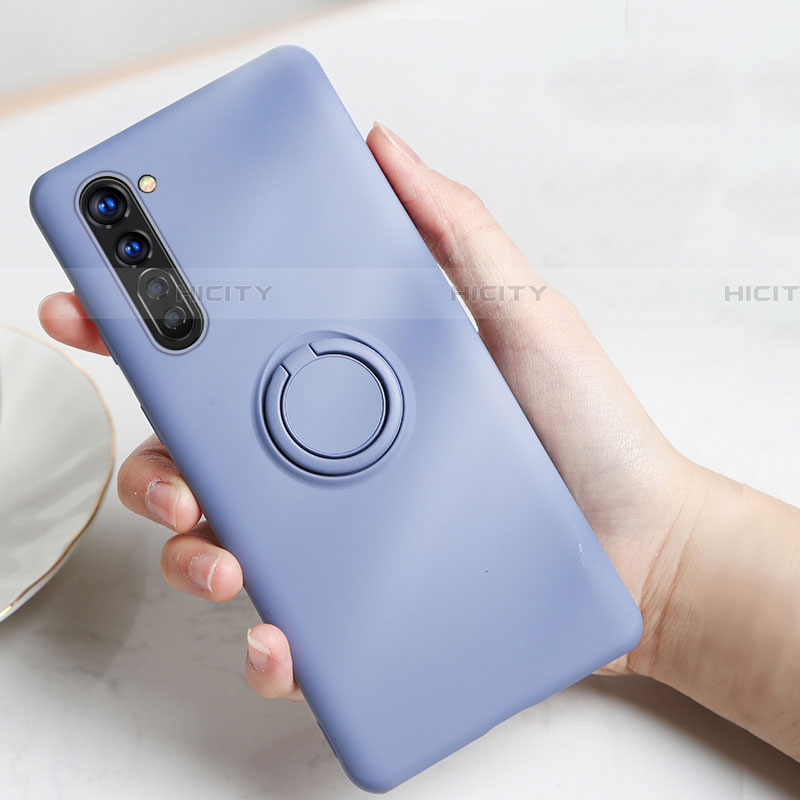 Custodia Silicone Ultra Sottile Morbida Cover con Magnetico Anello Supporto per Oppo Find X2 Lite