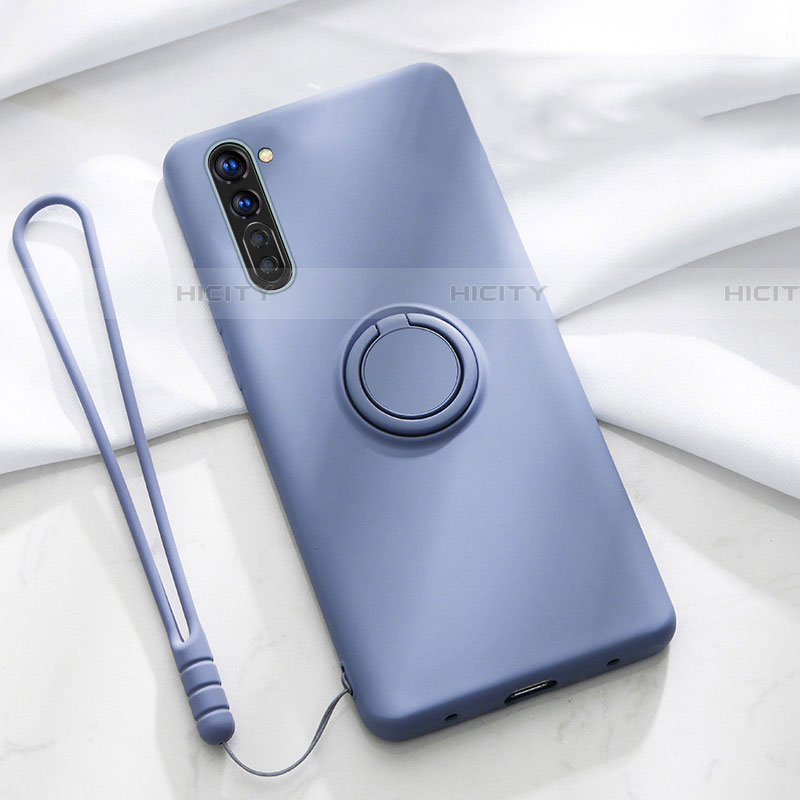 Custodia Silicone Ultra Sottile Morbida Cover con Magnetico Anello Supporto per Oppo Find X2 Lite Grigio