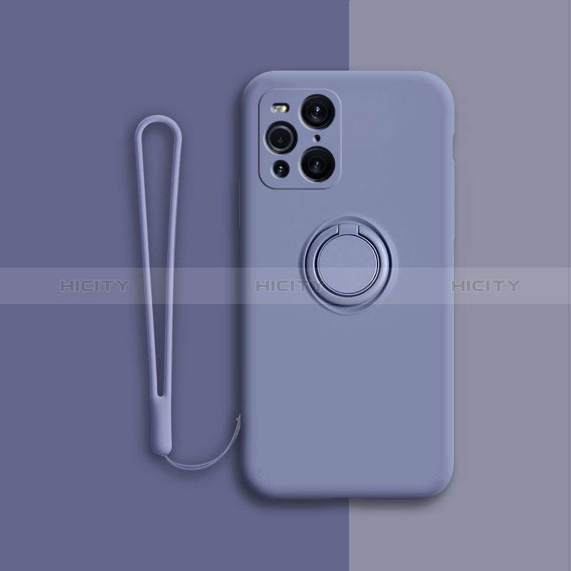 Custodia Silicone Ultra Sottile Morbida Cover con Magnetico Anello Supporto per Oppo Find X3 5G