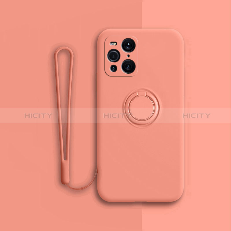 Custodia Silicone Ultra Sottile Morbida Cover con Magnetico Anello Supporto per Oppo Find X3 5G