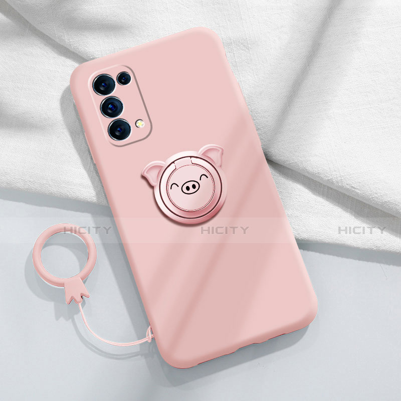 Custodia Silicone Ultra Sottile Morbida Cover con Magnetico Anello Supporto per Oppo Find X3 Lite 5G