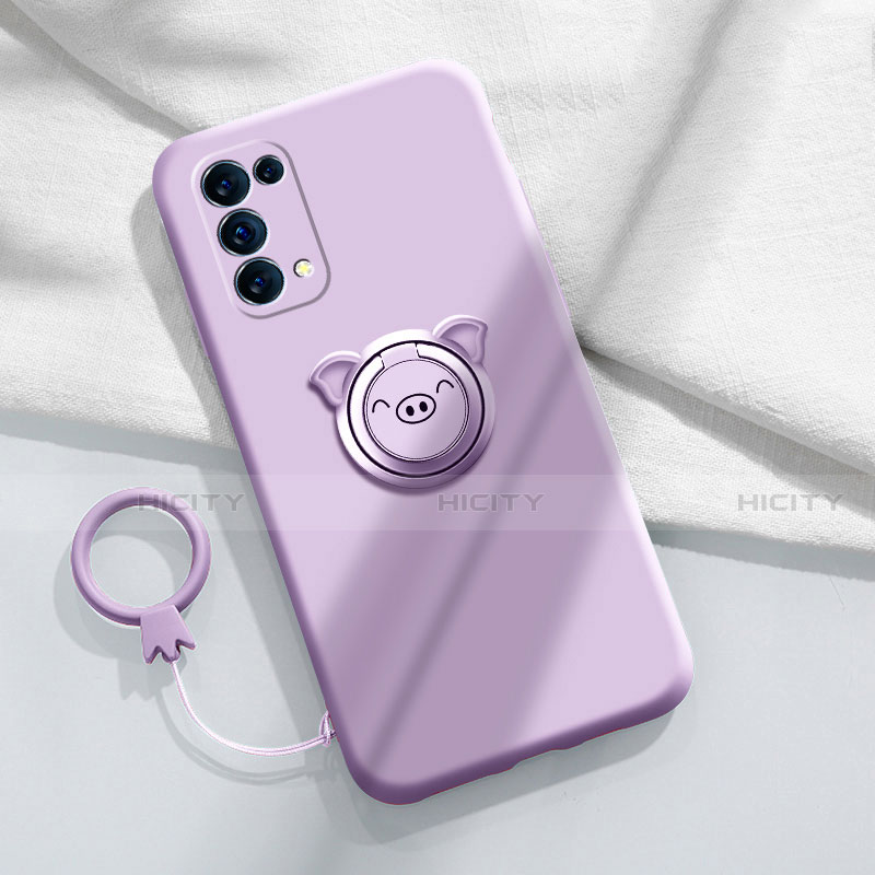 Custodia Silicone Ultra Sottile Morbida Cover con Magnetico Anello Supporto per Oppo Find X3 Lite 5G