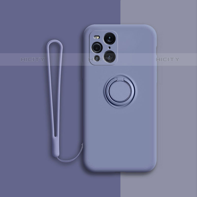 Custodia Silicone Ultra Sottile Morbida Cover con Magnetico Anello Supporto per Oppo Find X3 Pro 5G