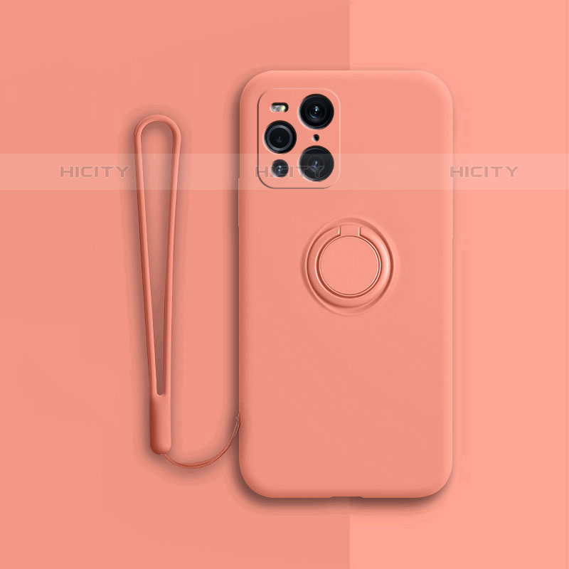 Custodia Silicone Ultra Sottile Morbida Cover con Magnetico Anello Supporto per Oppo Find X3 Pro 5G