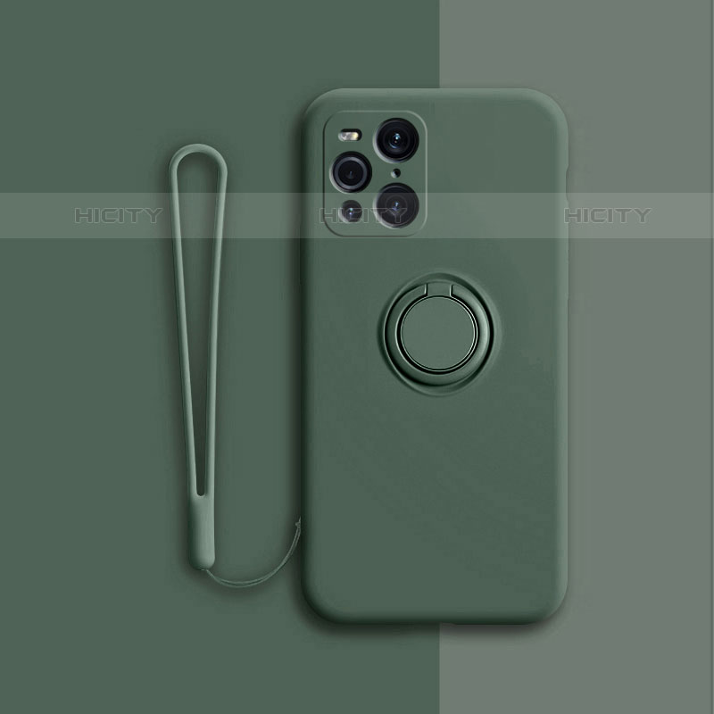 Custodia Silicone Ultra Sottile Morbida Cover con Magnetico Anello Supporto per Oppo Find X3 Pro 5G