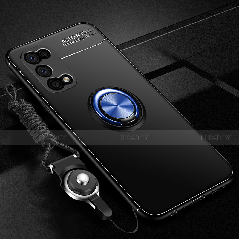 Custodia Silicone Ultra Sottile Morbida Cover con Magnetico Anello Supporto per Oppo K7x 5G Blu e Nero