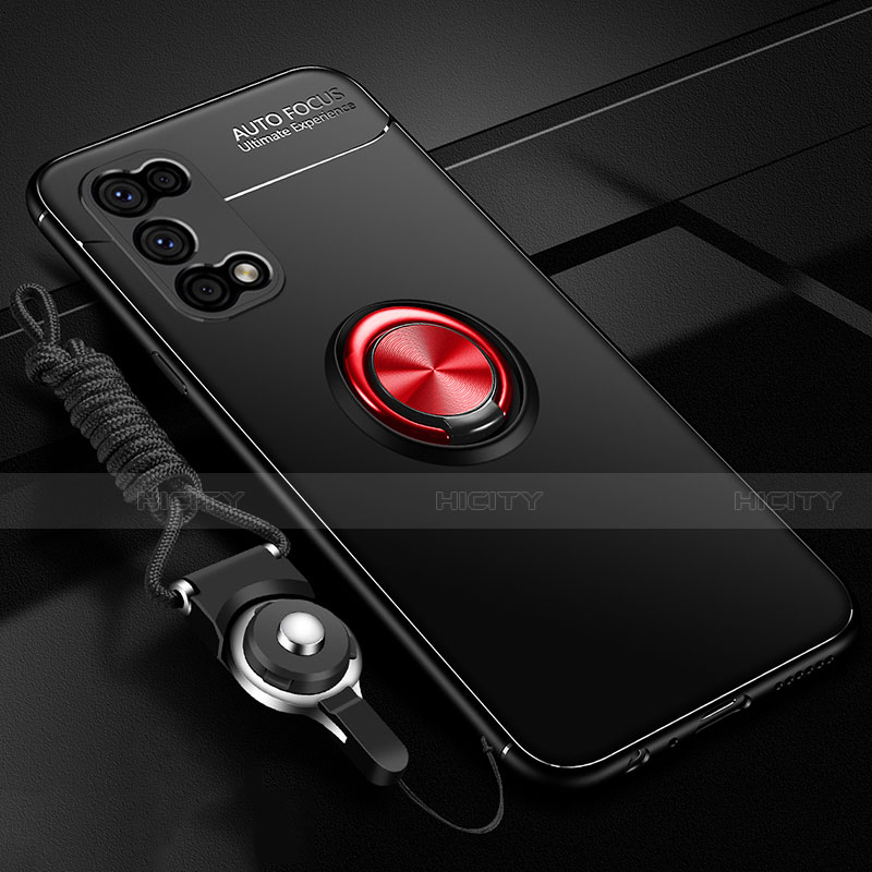 Custodia Silicone Ultra Sottile Morbida Cover con Magnetico Anello Supporto per Oppo K7x 5G Rosso e Nero