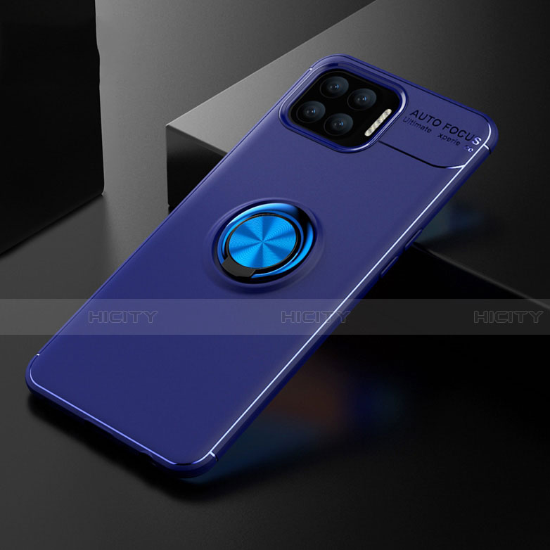 Custodia Silicone Ultra Sottile Morbida Cover con Magnetico Anello Supporto per Oppo Reno4 Lite Blu