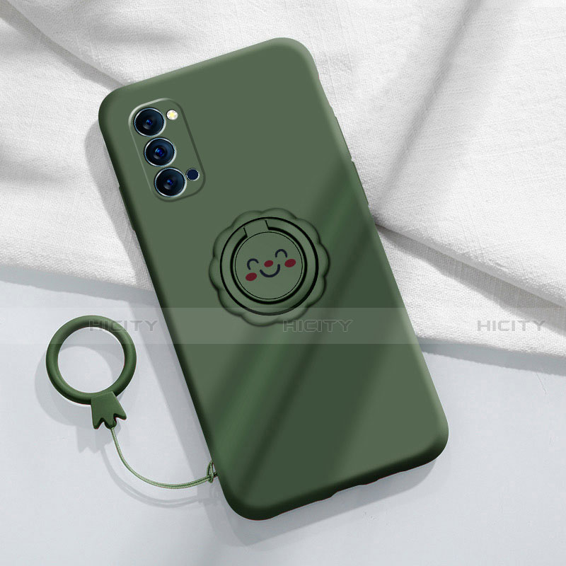 Custodia Silicone Ultra Sottile Morbida Cover con Magnetico Anello Supporto per Oppo Reno4 Pro 5G