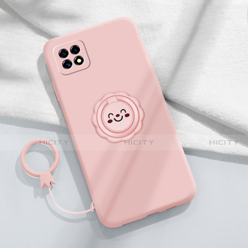 Custodia Silicone Ultra Sottile Morbida Cover con Magnetico Anello Supporto per Oppo Reno4 SE 5G Rosa